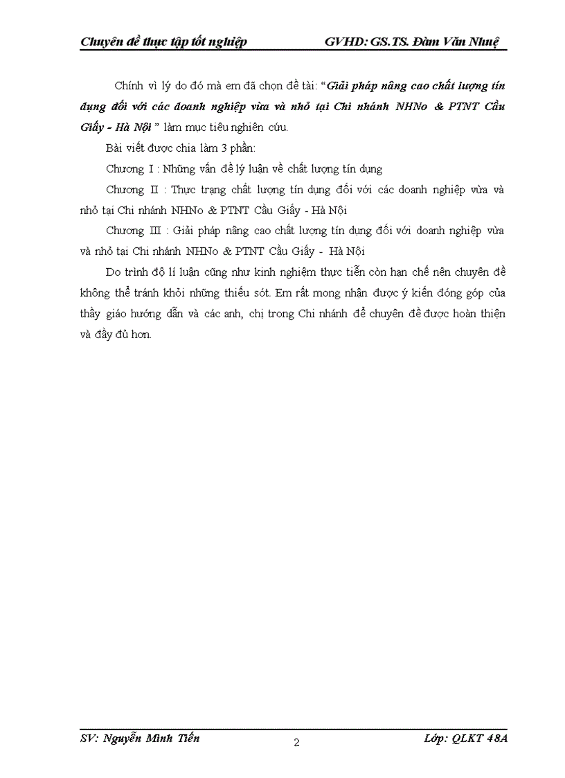 image for page Giải pháp nâng cao chất lượng tín dụng đối với các doanh nghiệp vừa và nhỏ tại Chi nhánh NHNo PTNT Cầu Giấy Hà Nội 1