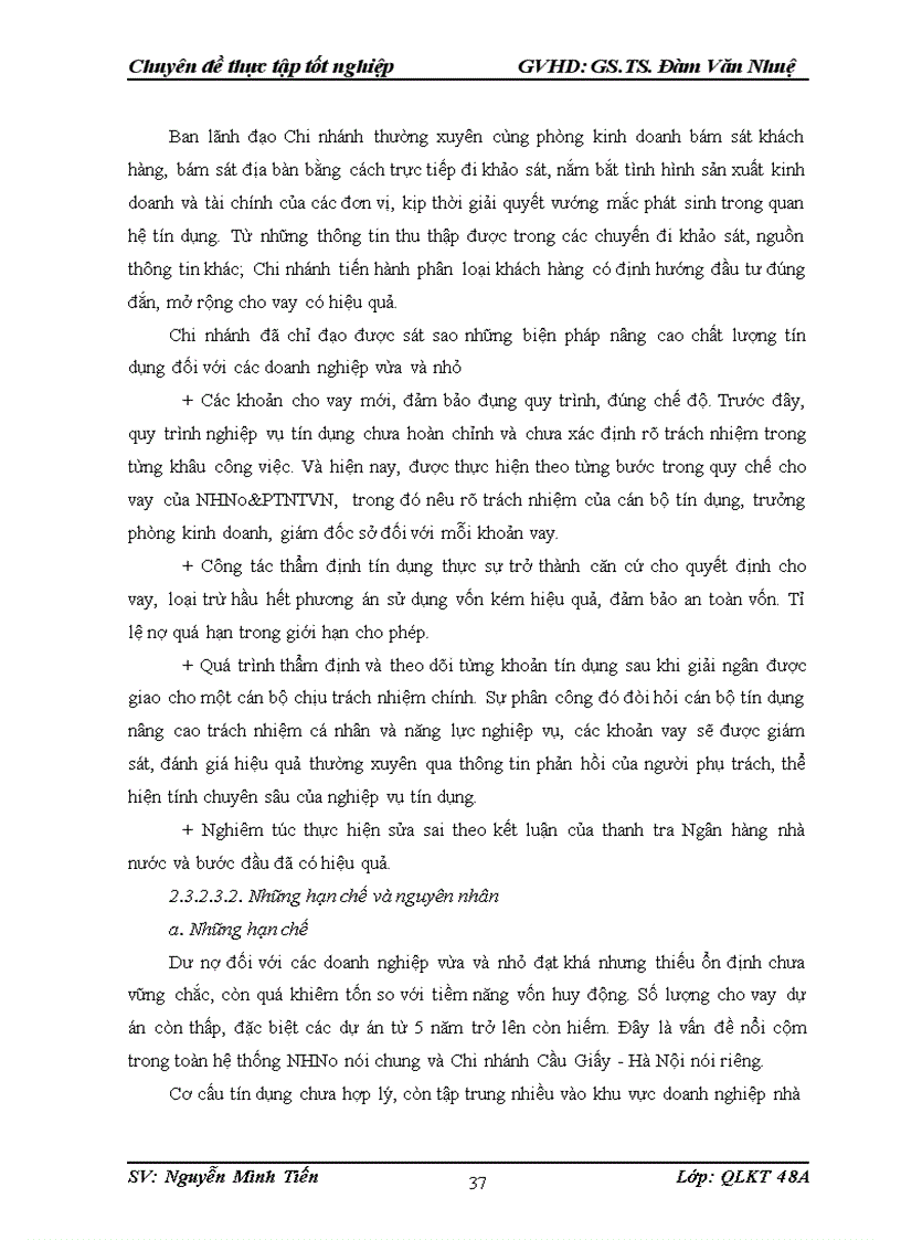 image for page Giải pháp nâng cao chất lượng tín dụng đối với các doanh nghiệp vừa và nhỏ tại Chi nhánh NHNo PTNT Cầu Giấy Hà Nội 1