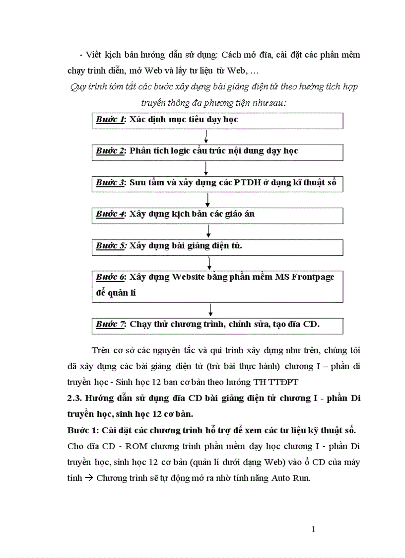 image for page Xây dựng và sử dụng bài giảng điện tử chương I phần di truyền học Sinh học 12 Ban cơ bản theo hướng tích hợp truyền thông đa phương tiện 1