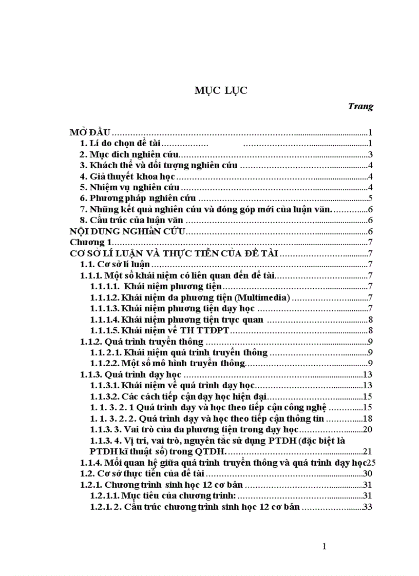 image for page Xây dựng và sử dụng bài giảng điện tử chương I phần di truyền học Sinh học 12 Ban cơ bản theo hướng tích hợp truyền thông đa phương tiện 1