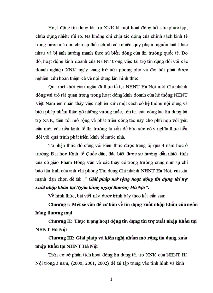 image for page Giải pháp mở rộng hoạt động tín dụng tài trợ xuất nhập khẩu tại Ngân hàng ngoại thương Hà Nội 1