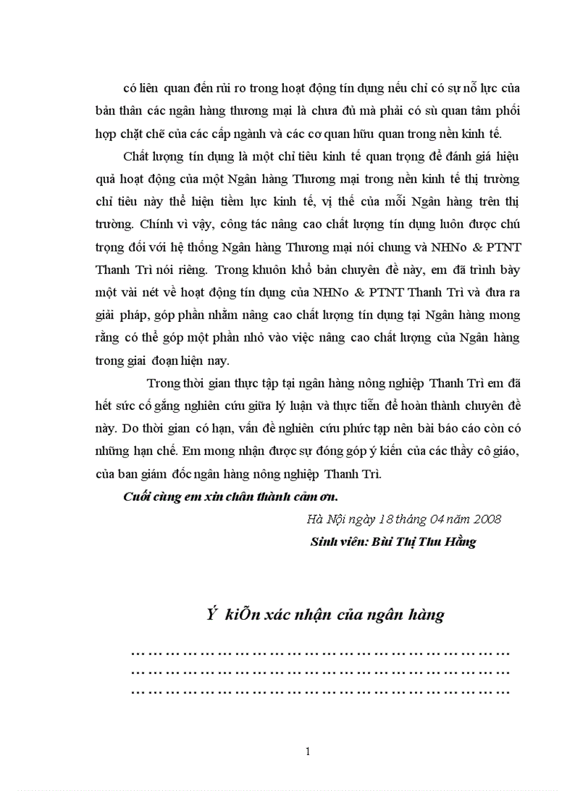 image for page Giải pháp nâng cao chất lượng hoạt động tín dụng tại Ngân hàng Nông nghiệp và phát triển Nông thôn Huyện Thanh Trì 1