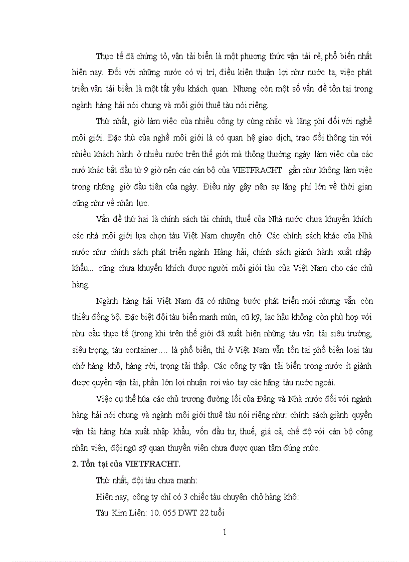 image for page Những vấn đề còn tồn tại trong hoạt động kinh doanh môi giới thuê tàu ở vietfracht