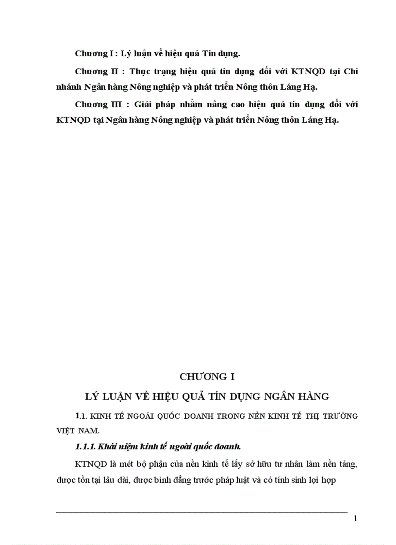 image for page Hiệu quả tín dụng đối với các doanh nghiệp ngoài quốc doanh tại Chi Nhánh Ngân hàng Nông Nghiệp và phát triển Nông thôn Láng Hạ 1