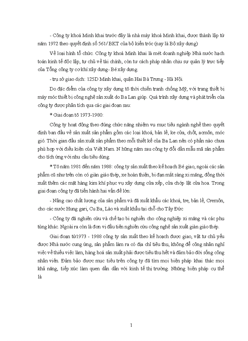 image for page Một số vấn đề về hoạt động đảm bảo vật tư cho sản xuất của công ty khoá Minh Khai 1