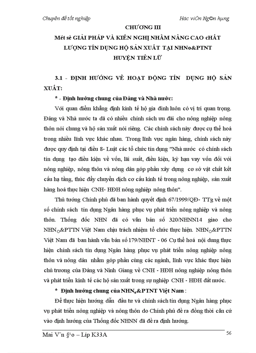 image for page Giải pháp nâng cao chất lượng tín dụng Hộ sản xuất tại NHNO PTNT huyện Tiên Lữ tỉnh Hưng Yên