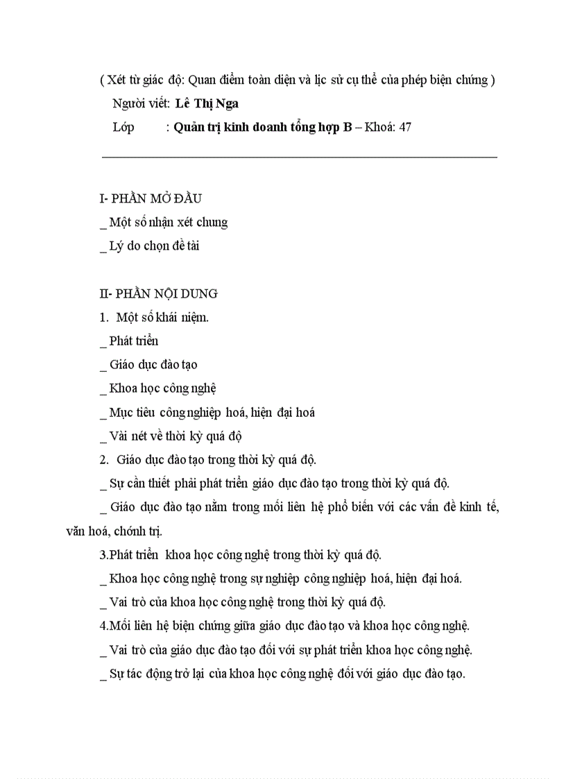 image for page Biện chứng của quá trình phát triển giáo dục và đào tạo cùng với khoa học công nghệ theo mục tiêu công nghiệp hoá hiện đại hoá ở Việt Nam trong thời kỳ quá độ 1