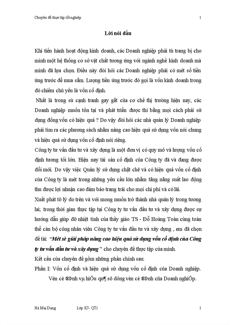 image for page Một số giải pháp nâng cao hiệu quả sử dụng vốn cố định của Công ty tư vấn đầu tư và xây dựng 1