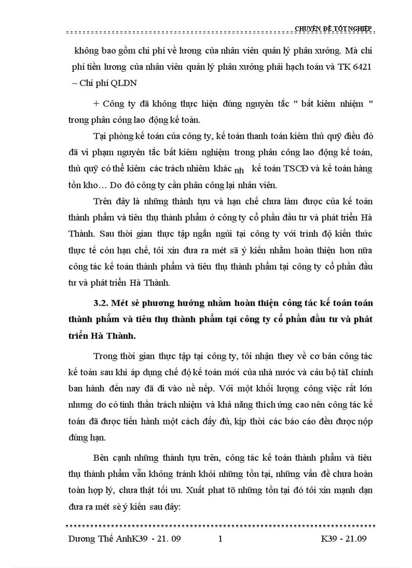 image for page Tổ chức công tác kế toán thành phẩm và tiêu thụ thành phẩm ở công ty cổ phần đầu tư và phát triển Hà thành 1