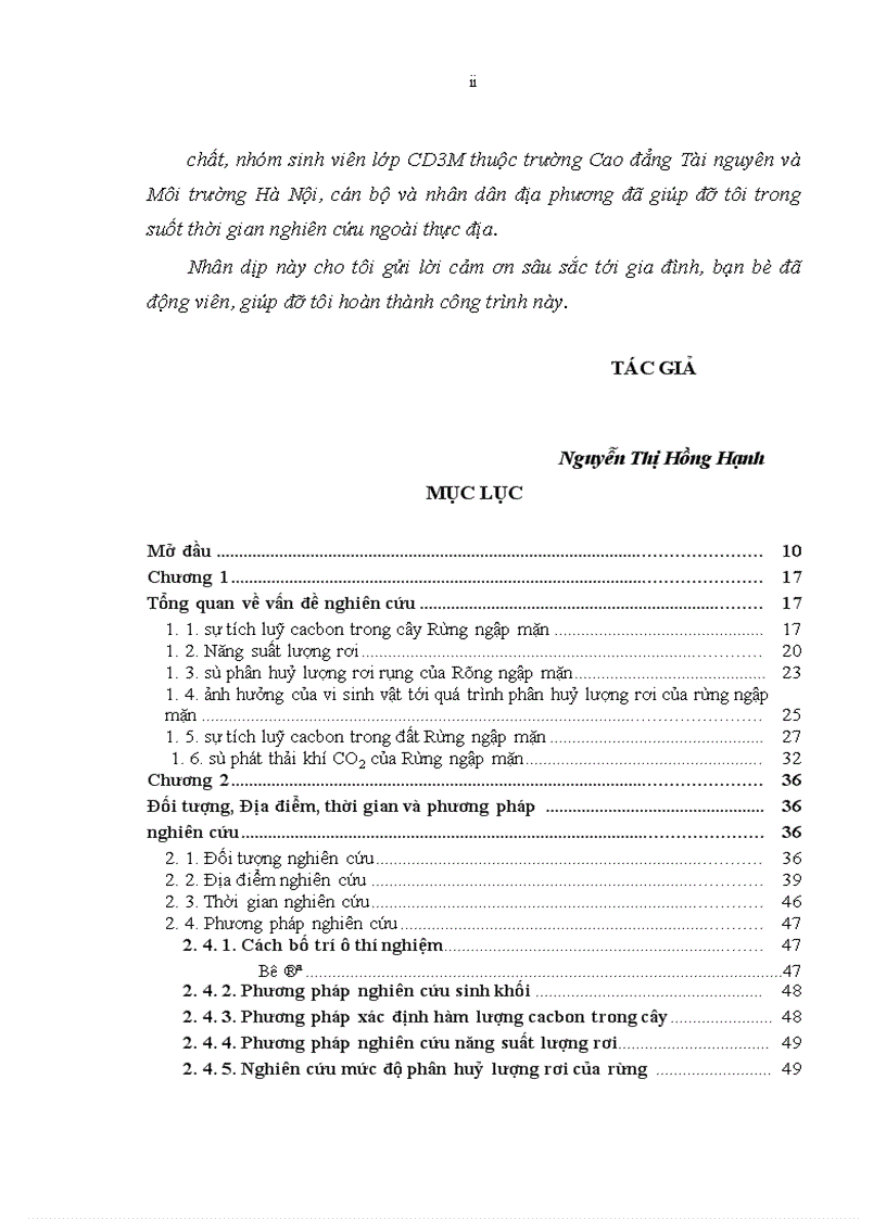 image for page Nghiên cứu khả năng tích luỹ cacbon của rừng trang Kandelia obovata Sheue Liu Yong trồng ven biển huyện Giao Thuỷ tỉnh Nam Định
