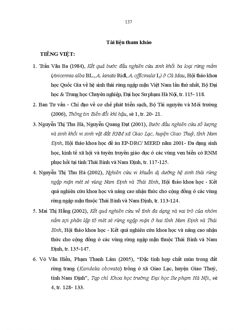 image for page Nghiên cứu khả năng tích luỹ cacbon của rừng trang Kandelia obovata Sheue Liu Yong trồng ven biển huyện Giao Thuỷ tỉnh Nam Định
