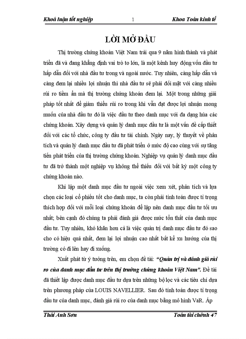 image for page Quản trị và đánh giá rủi ro của danh mục đầu tư trên thị trường chứng khoán Việt Nam