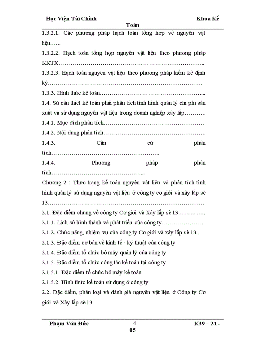 image for page Tổ chức kế toán nguyên vật liệu và phân tích tình hình quản lý sử dụng nguyên vật liệu ở công ty Cơ giới và xây lắp số 13 1