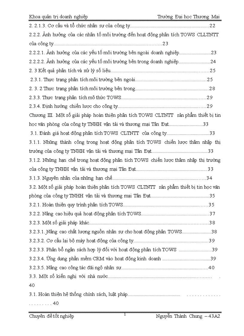 image for page Phân tích TOWS chiến lược thâm nhập thị trường Hà Nội sản phẩm thiết bị tin học văn phòng của công ty TNHH vận tải và thương mại Tân Đạt 1