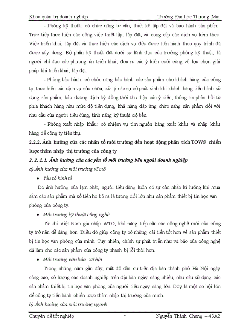 image for page Phân tích TOWS chiến lược thâm nhập thị trường Hà Nội sản phẩm thiết bị tin học văn phòng của công ty TNHH vận tải và thương mại Tân Đạt 1