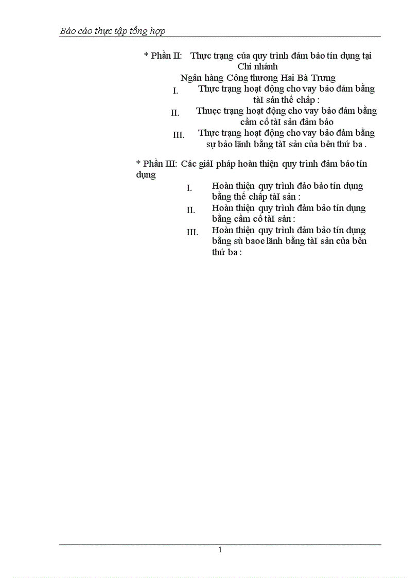 image for page Giải pháp hoàn thiện quy trình đảm bảo tín dụng trong hoạt động cho vay của Chi nhánh Ngân hàng Công Thương Hai Bà Trưng 1