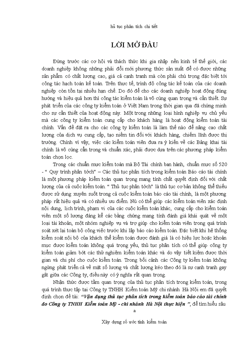 image for page Vận dụng thủ tục phân tích trong kiểm toán báo cáo tài chính do Công ty TNHH Kiểm toán Mỹ chi nhánh Hà Nội thực hiện 1