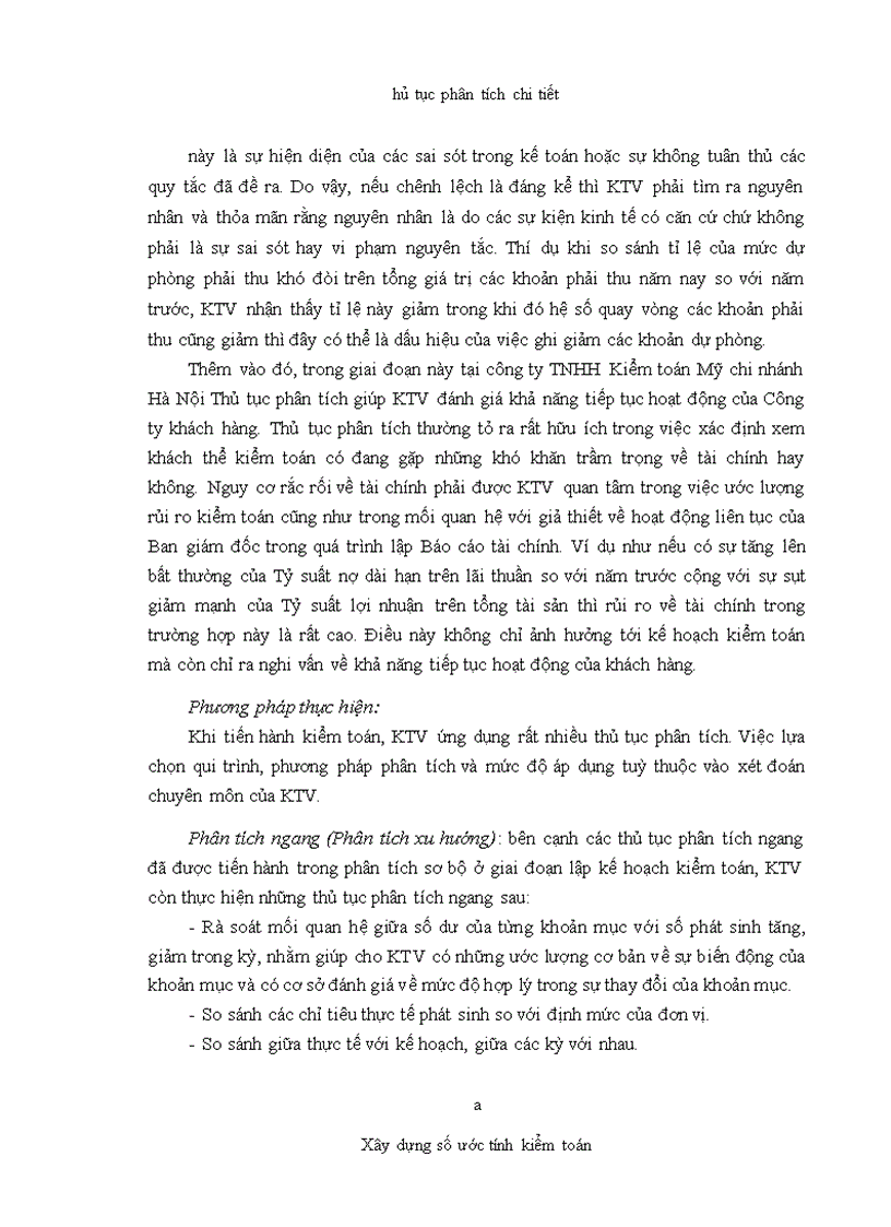 image for page Vận dụng thủ tục phân tích trong kiểm toán báo cáo tài chính do Công ty TNHH Kiểm toán Mỹ chi nhánh Hà Nội thực hiện 1