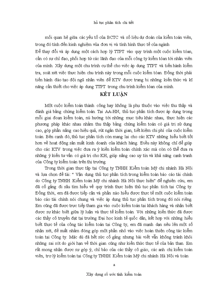 image for page Vận dụng thủ tục phân tích trong kiểm toán báo cáo tài chính do Công ty TNHH Kiểm toán Mỹ chi nhánh Hà Nội thực hiện 1