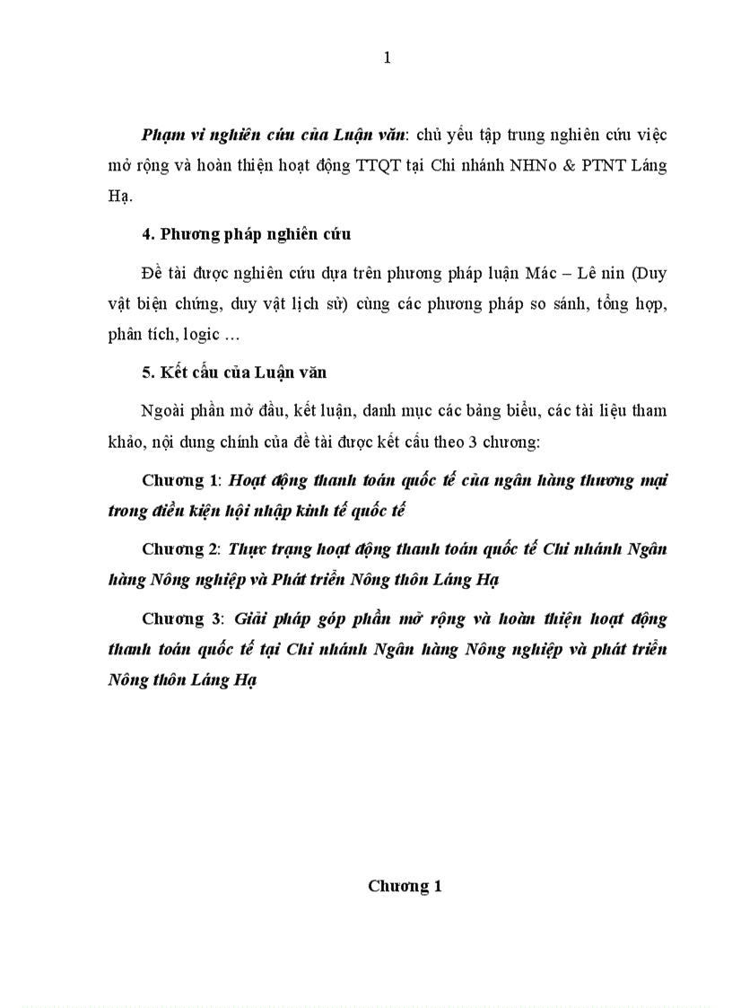 image for page Giải pháp mở rộng và hoàn thiện hoạt động thanh toán quốc tế tại Chi nhánh Ngân hàng Nông nghiệp và Phát triển Nông thôn Láng Hạ