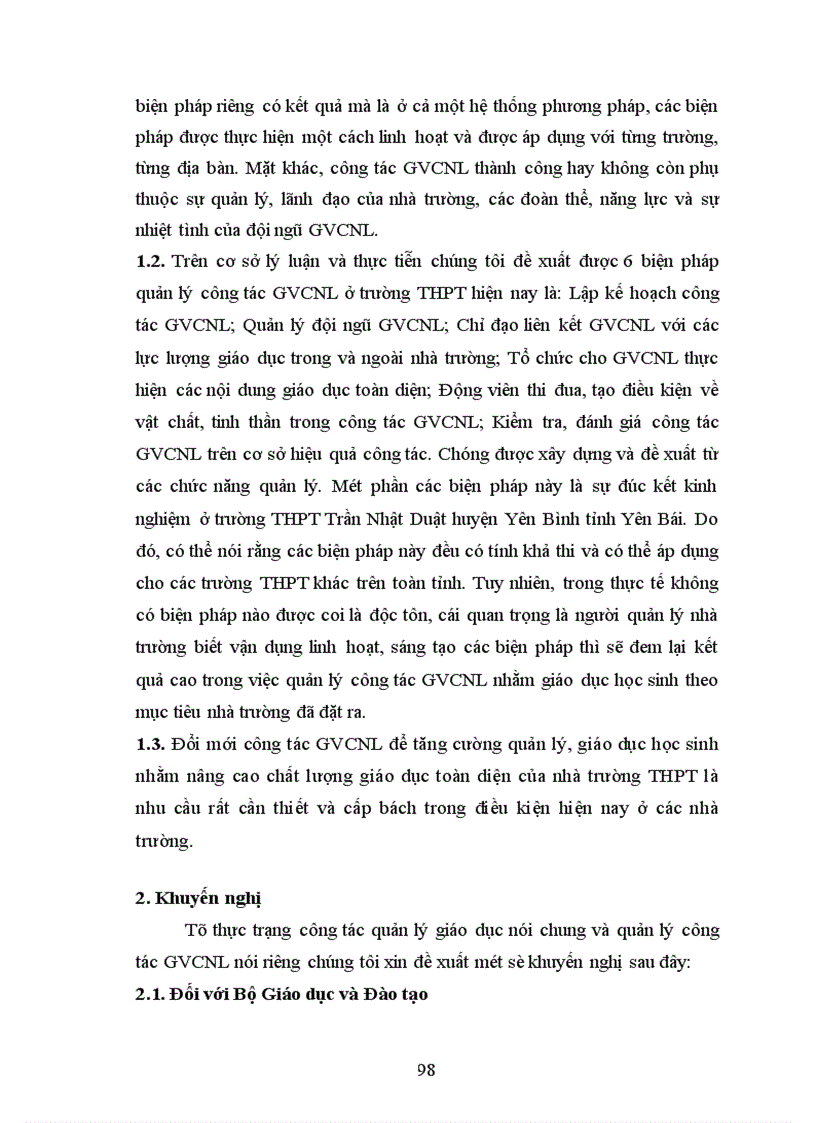 image for page Biện pháp quản lý công tác giáo viên chủ nhiệm lớp ở một số trường THPT tỉnh Yên Bái trong giai đoạn hiện nay 2006 2010