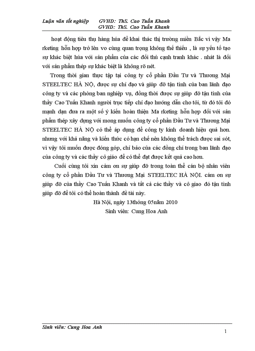 image for page Nghiên cứu tình hình tại công ty cổ phần Đầu Tư và Thương Mại STEELTEC HÀ NỘI