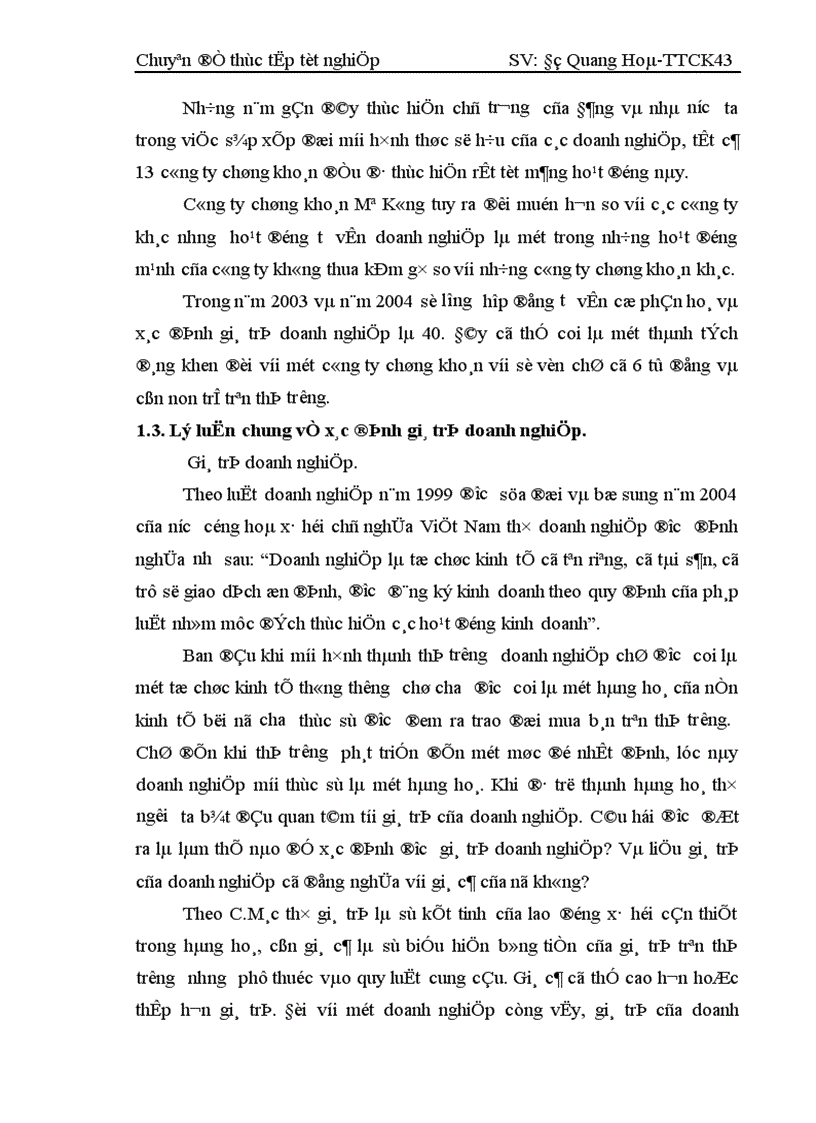 image for page Thực trạng tư vấn xác định giá trị doanh nghiệp tại công ty chứng khoán Mê Kông