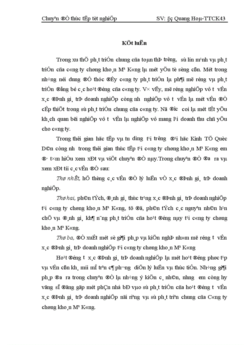 image for page Thực trạng tư vấn xác định giá trị doanh nghiệp tại công ty chứng khoán Mê Kông