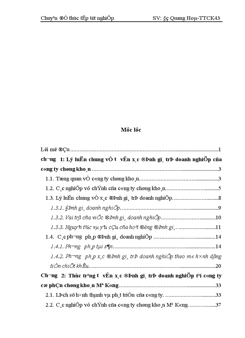 image for page Thực trạng tư vấn xác định giá trị doanh nghiệp tại công ty chứng khoán Mê Kông