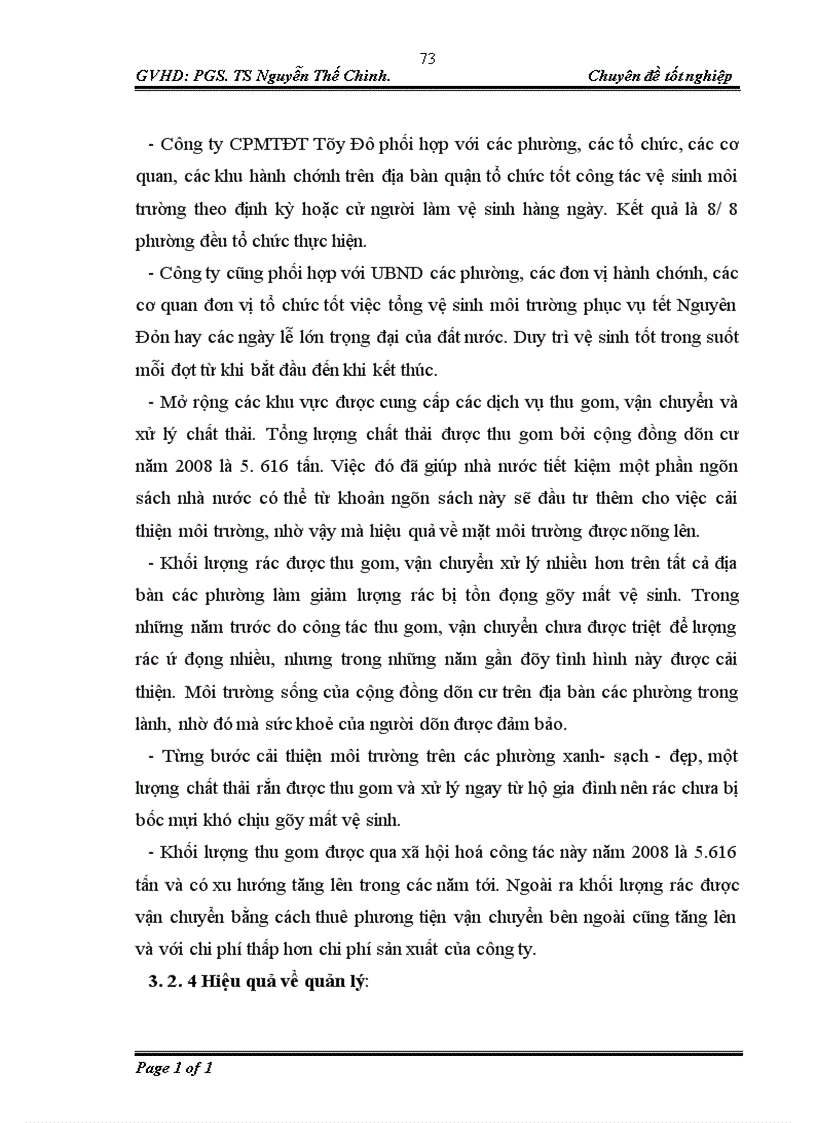 image for page Đánh giá hiệu quả của mô hình thực hiện xã hội hoá công tác thu gom vận chuyển xử lý chất thải rắn tại quận Tây Hồ 1