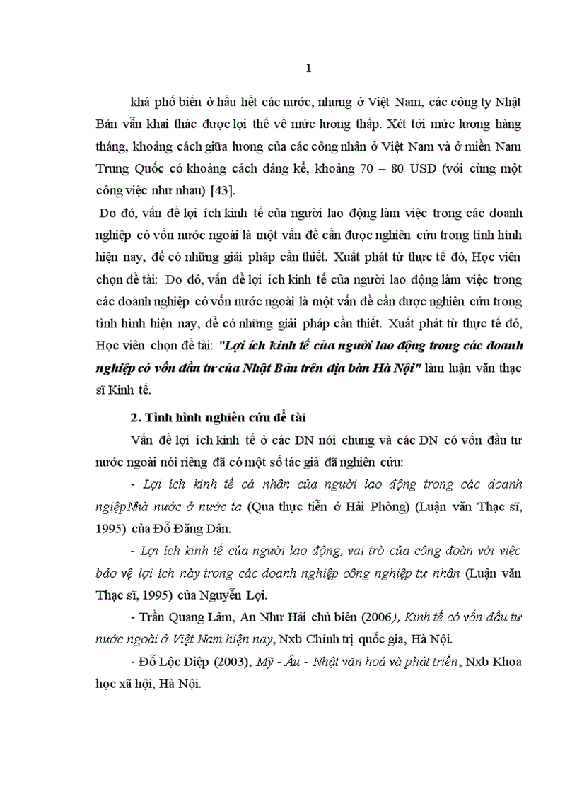 image for page Lợi ích kinh tế của người lao động trong các doanh nghiệp có vốn đầu tư của Nhật Bản trên địa bàn Hà Nội