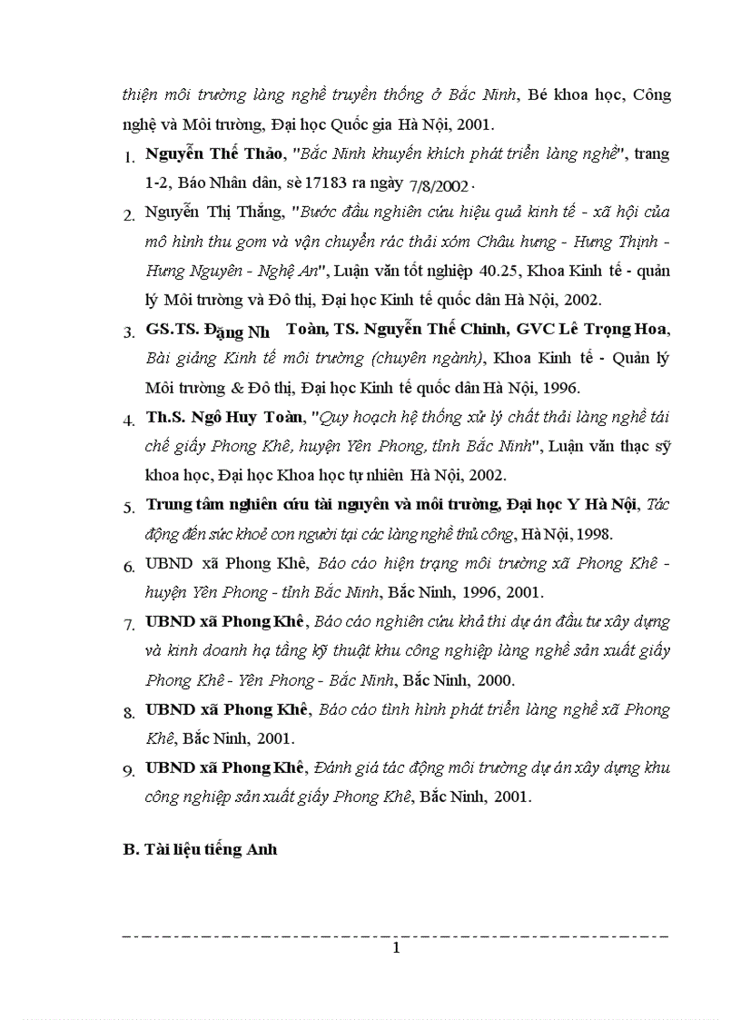 image for page Bước đầu tính toán hiệu quả kinh tế của việc thiết lập hệ thống thu gom chất thải rắn làng giấy Phong Khê huyện Yên Phong tỉnh Bắc Ninh 1