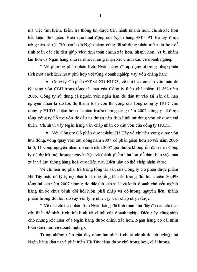 image for page Một số giải pháp hoàn thiện công tác phân tích tài chính doanh nghiệp phục vụ cho hoạt động tín dụng tại Ngân hàng ĐT PT Hà Tây
