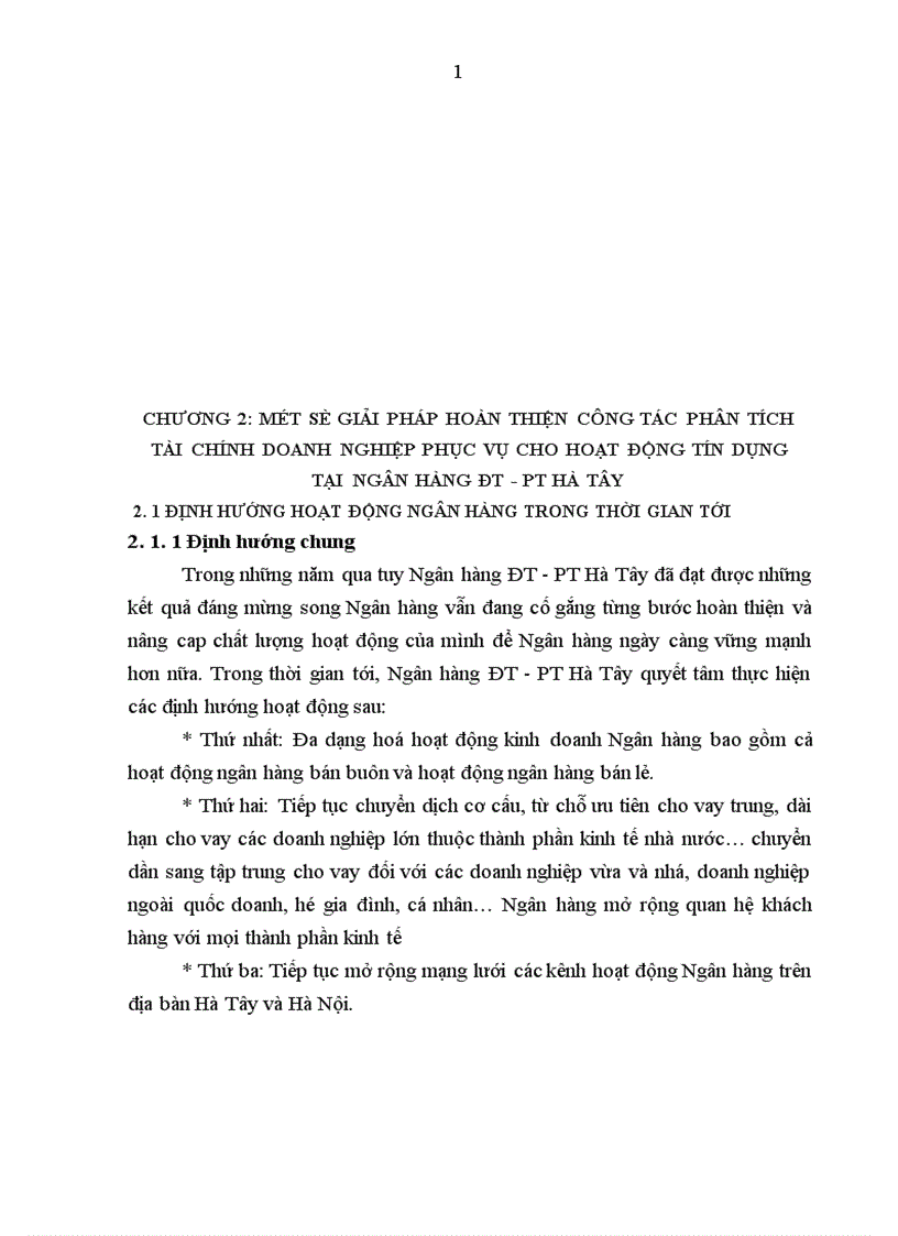 image for page Một số giải pháp hoàn thiện công tác phân tích tài chính doanh nghiệp phục vụ cho hoạt động tín dụng tại Ngân hàng ĐT PT Hà Tây