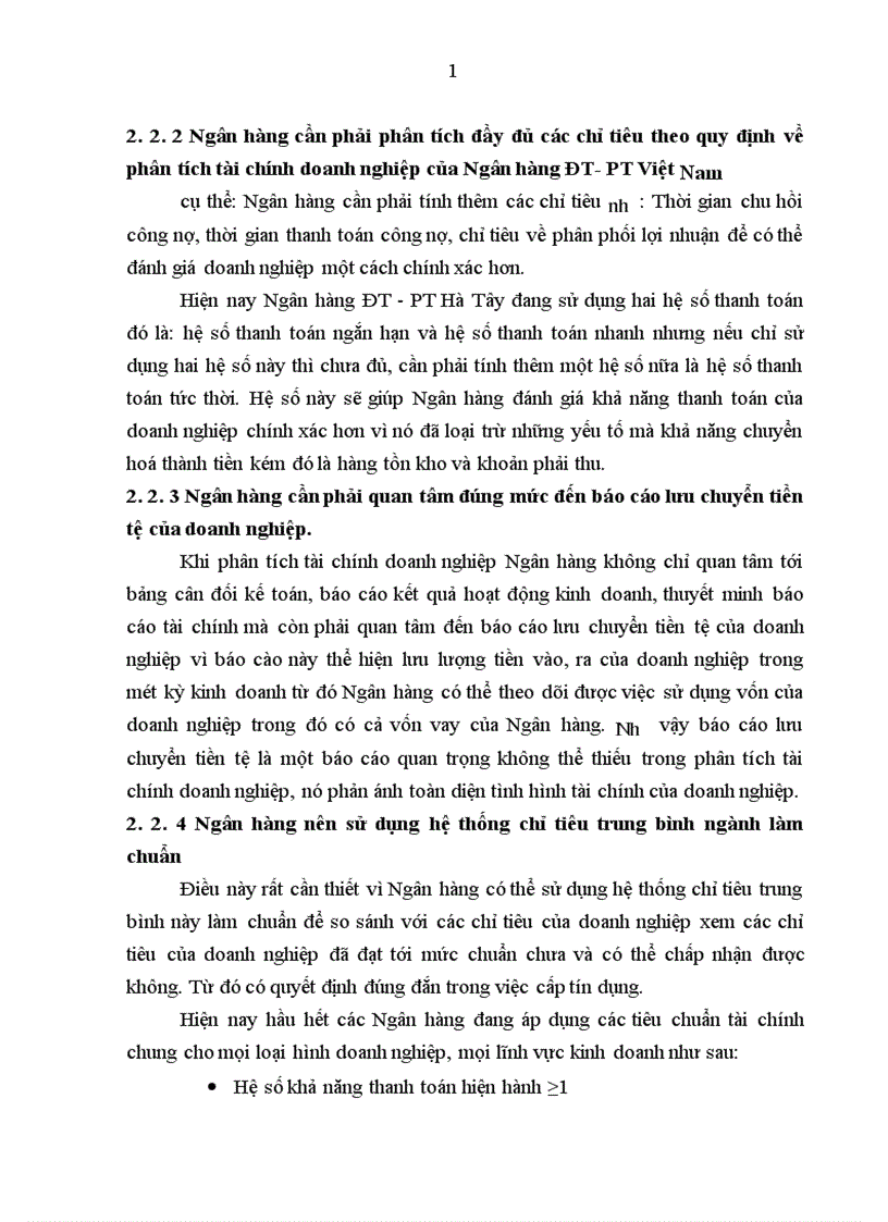 image for page Một số giải pháp hoàn thiện công tác phân tích tài chính doanh nghiệp phục vụ cho hoạt động tín dụng tại Ngân hàng ĐT PT Hà Tây
