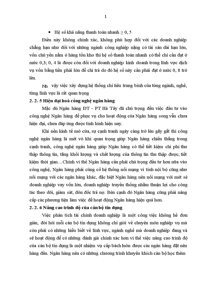 image for page Một số giải pháp hoàn thiện công tác phân tích tài chính doanh nghiệp phục vụ cho hoạt động tín dụng tại Ngân hàng ĐT PT Hà Tây