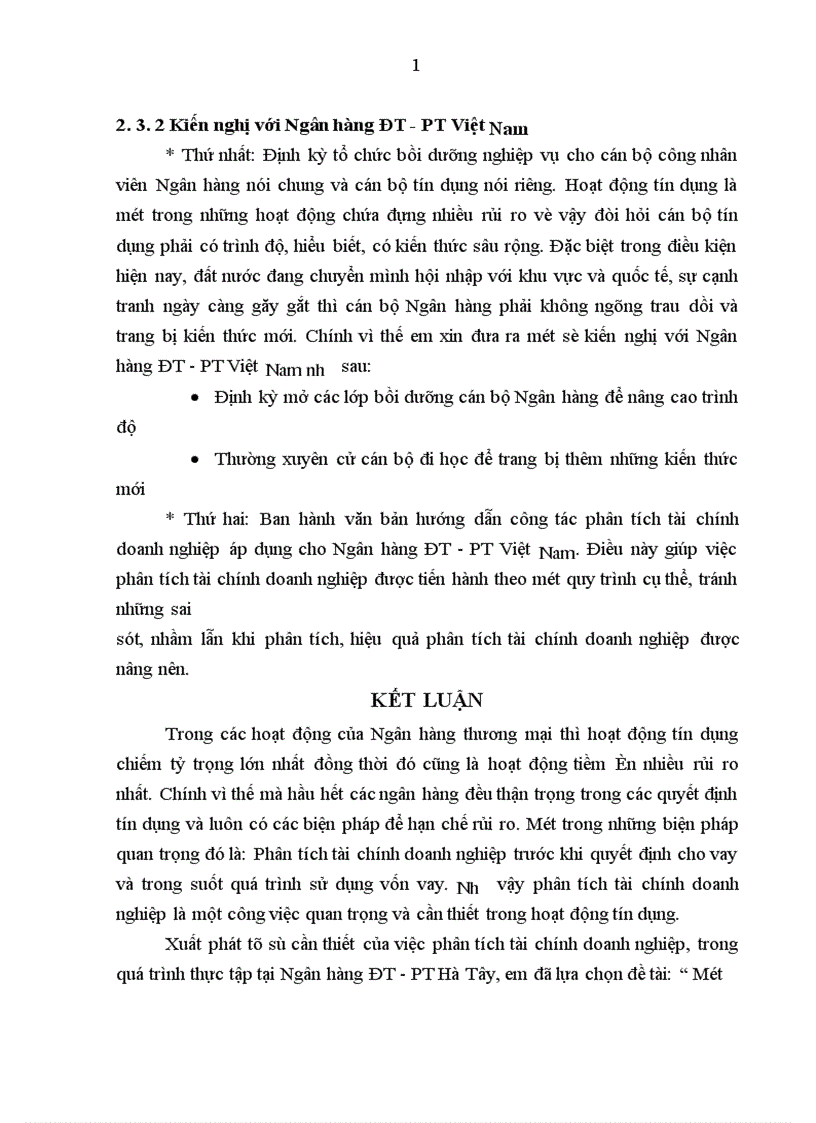 image for page Một số giải pháp hoàn thiện công tác phân tích tài chính doanh nghiệp phục vụ cho hoạt động tín dụng tại Ngân hàng ĐT PT Hà Tây
