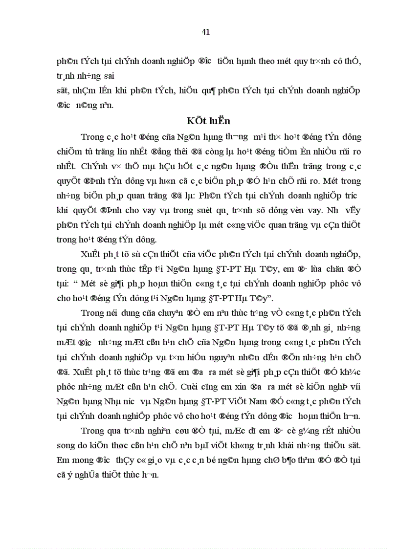 image for page Một số giải pháp hoàn thiện công tác phân tích tài chính doanh nghiệp phục vụ cho hoạt động tín dụng tại Ngân hàng ĐT PT Hà Tây