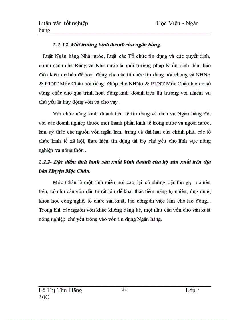 image for page Biện pháp mở rộng và nâng cao hiệu quả cho vay hộ sản xuất ở NHNo PTNT Huyện Mộc Châu 1