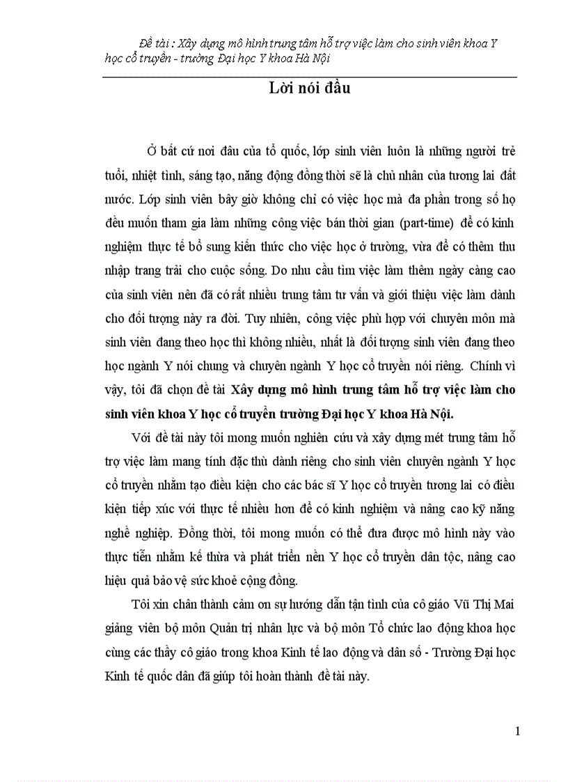 image for page Xây dựng mô hình trung tâm hỗ trợ việc làm cho sinh viên khoa Y học cổ truyền trường Đại học Y khoa Hà Nội