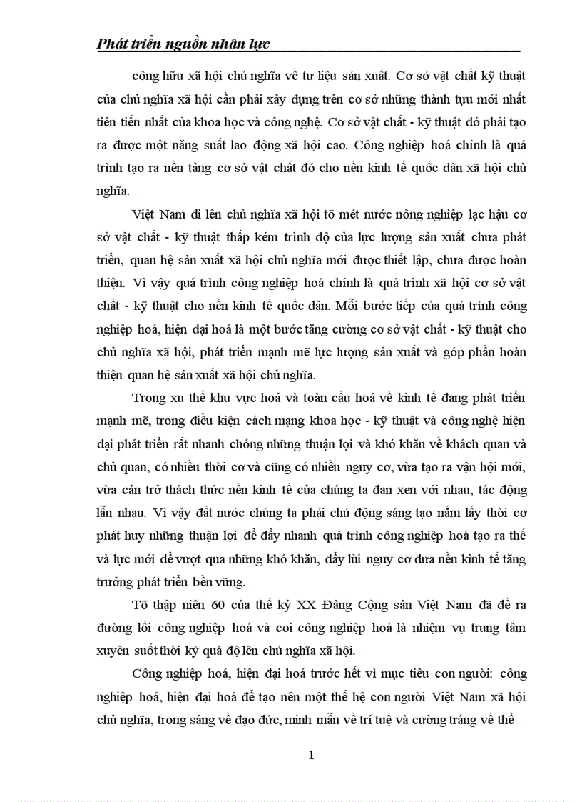 Phát triển nguồn nhân lực cho sự nghiệp Công nghiệp hoá hiện đại hoá đất nước 1