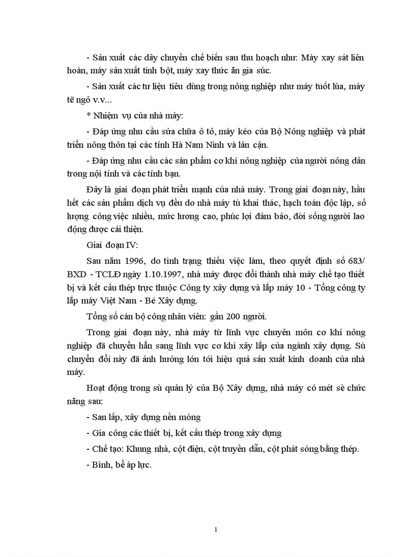 image for page Báo cáo tổng hợp tình hình sản xuất kinh doanh của Nhà máy chế tạo thiết bị và kết cấu thép thuộc Công ty xây dựng và lắp máy số 10 Tổng công ty lắp máy Bộ xây dựng