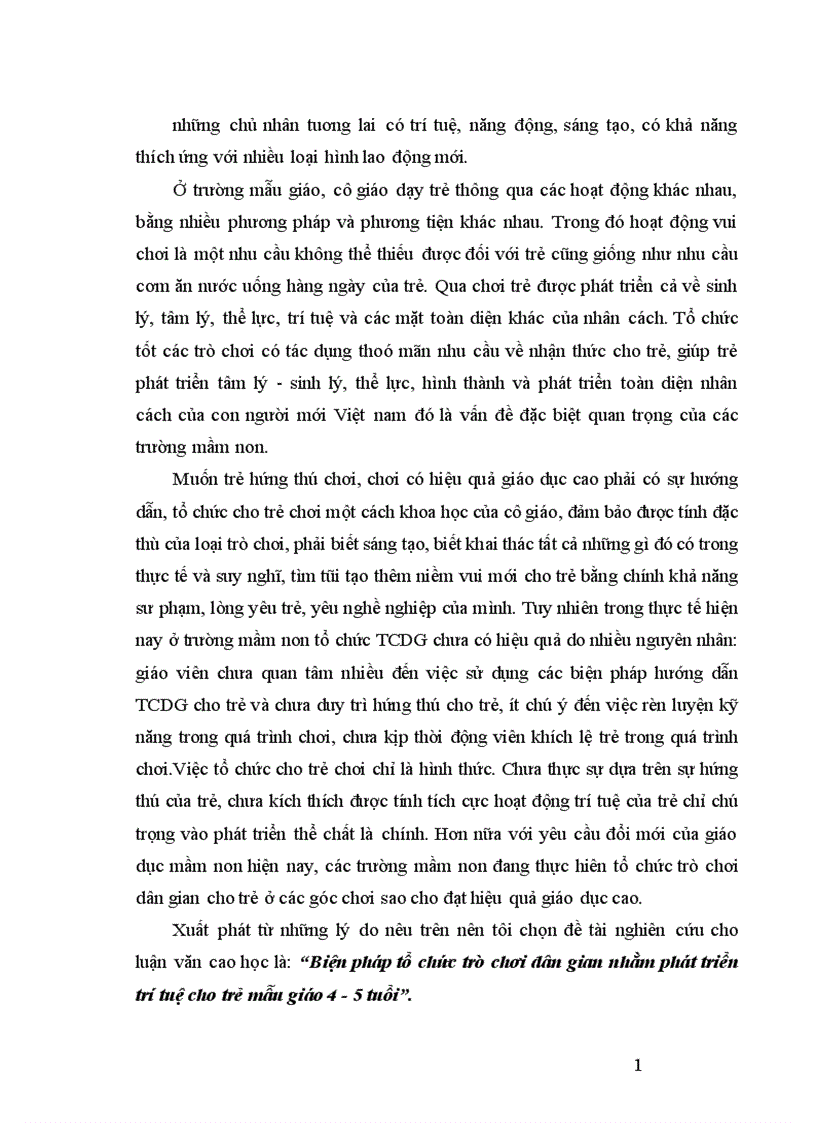 Biện pháp tổ chức TCDG nhằm phát triển trí tuệ cho trẻ mẫu giáo 4 5 tuổi 1