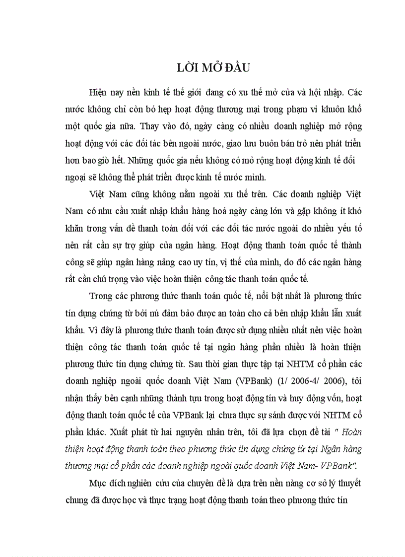 image for page Hoàn thiện hoạt động thanh toán theo phương thức tín dụng chứng từ tại Ngân hàng thương mại cổ phần các doanh nghiệp ngoài quốc doanh Việt Nam VPBank 1