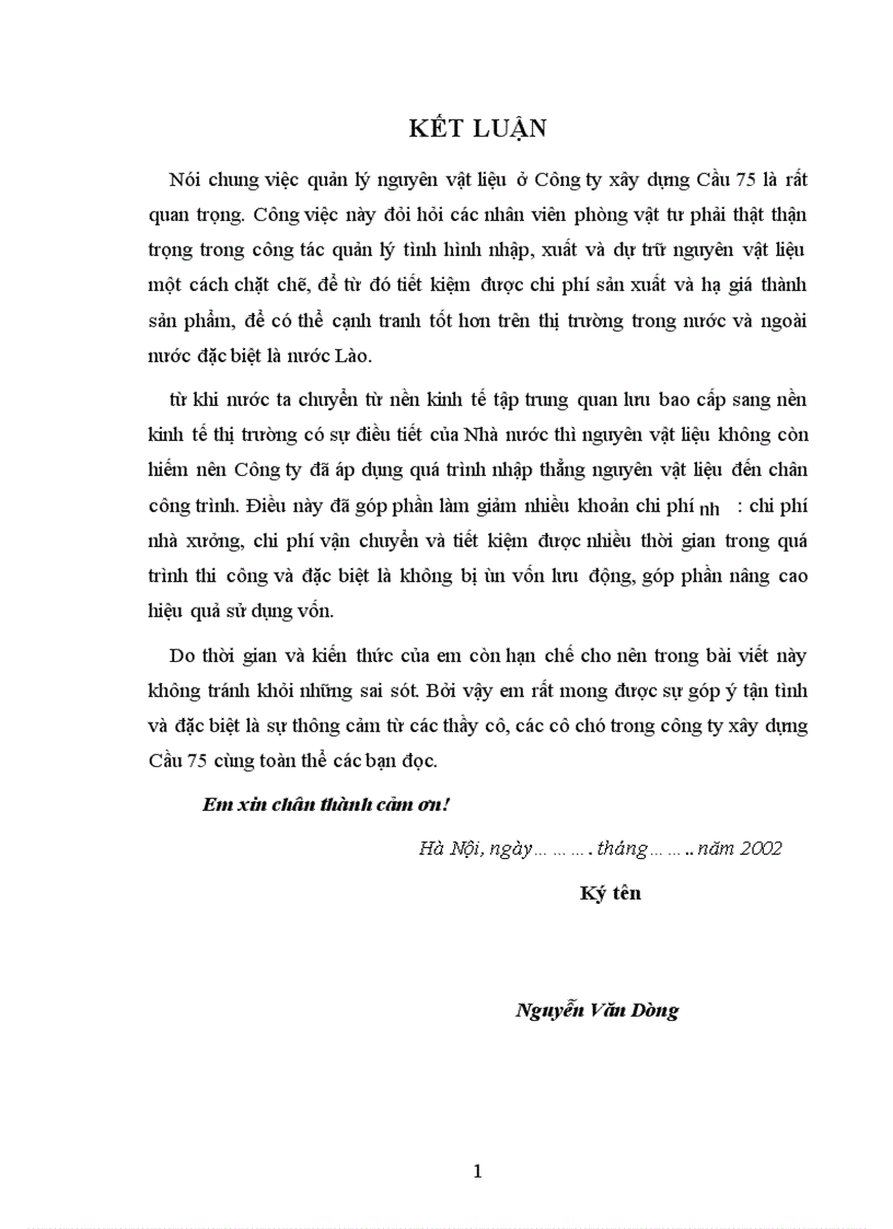 image for page Một số ý kiến về công tác quản lý nguyên vật liệu của Công ty Xây dựng Cầu 75
