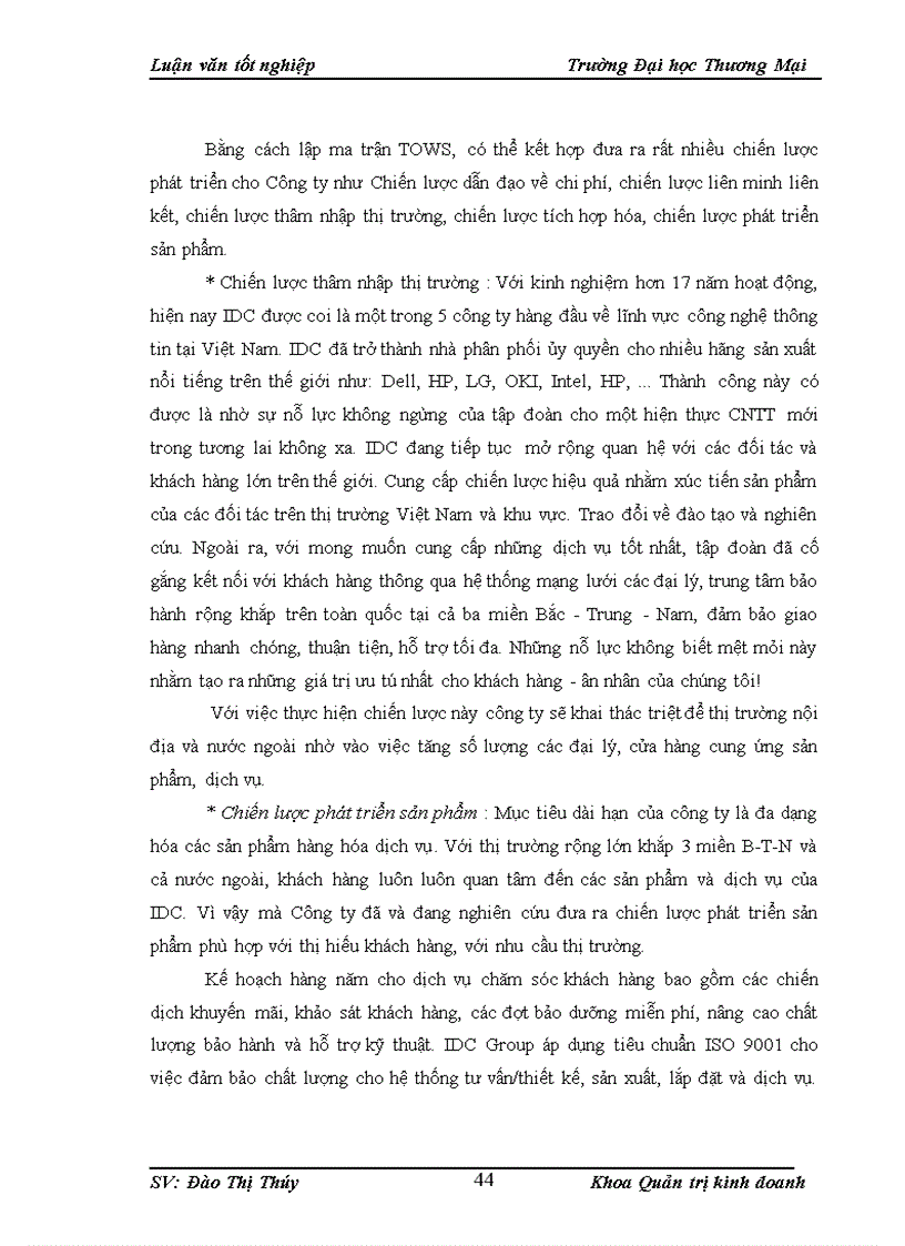 image for page Hoạch định chiến lược kinh doanh của Công ty Cổ Phần Tập Đoàn IDC 1