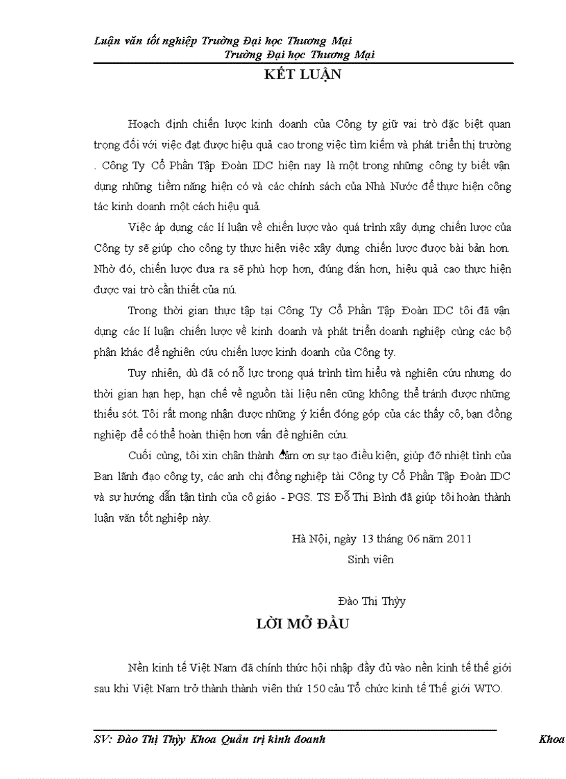 image for page Hoạch định chiến lược kinh doanh của Công ty Cổ Phần Tập Đoàn IDC 1