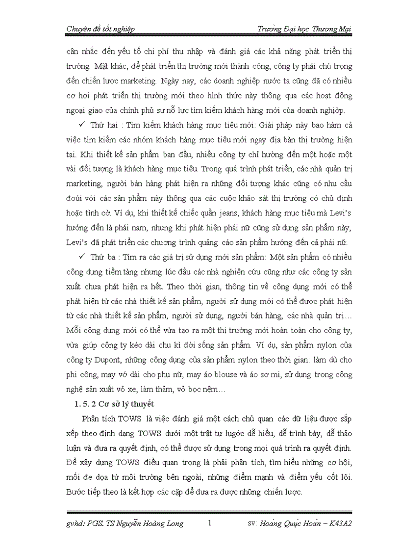 image for page Báo cáo thực tập tổng hợp Phân tích TOWS chiến lược phát triển thị trường của công ty TNHH nhà nước một thành viên thực phẩm Hà Nội