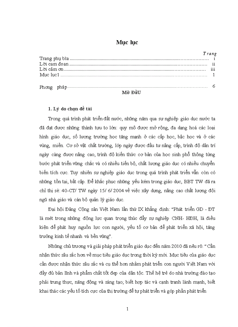 image for page Các biện pháp quản lý đội ngũ tổ trưởng chuyên môn của Hiệu trưởng ở trường THPT 1