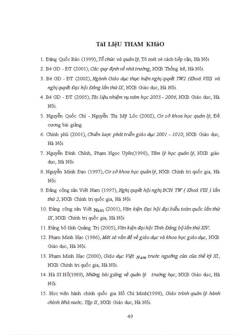 image for page Các biện pháp quản lý đội ngũ tổ trưởng chuyên môn của Hiệu trưởng ở trường THPT 1